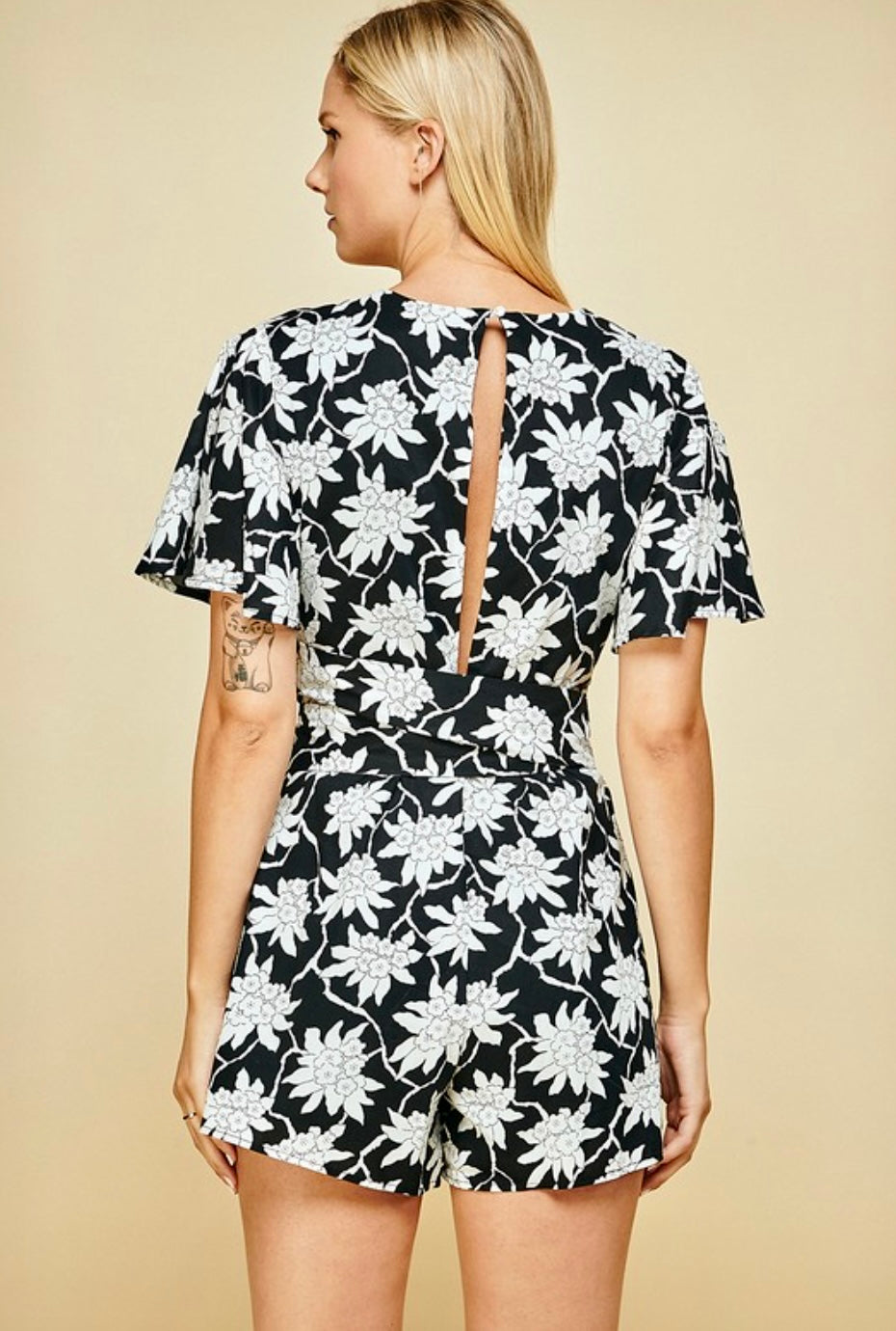 Cutout Cross Tie Romper