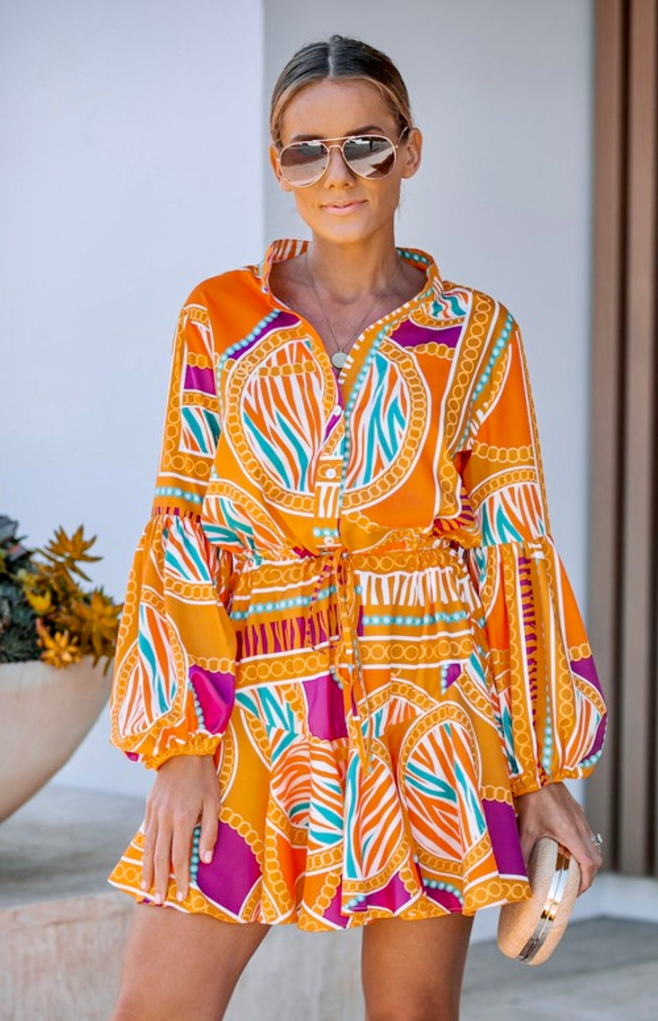 African print skater clearance dress