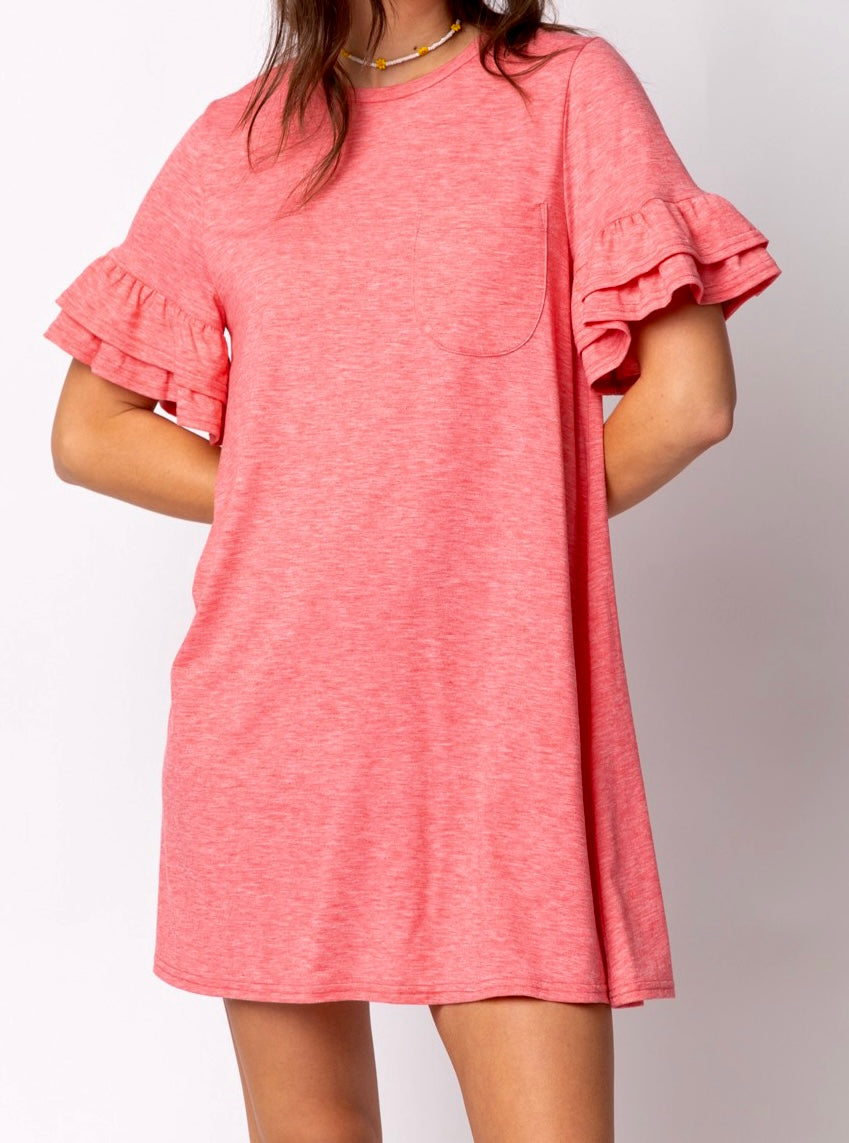 ruffle t shirt dress Ruffle sleeve T-Shirt Dress