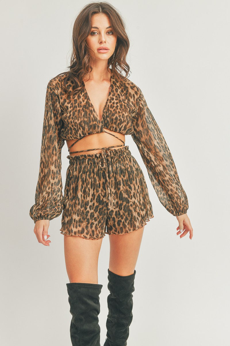 Leopard Print Shorts Set