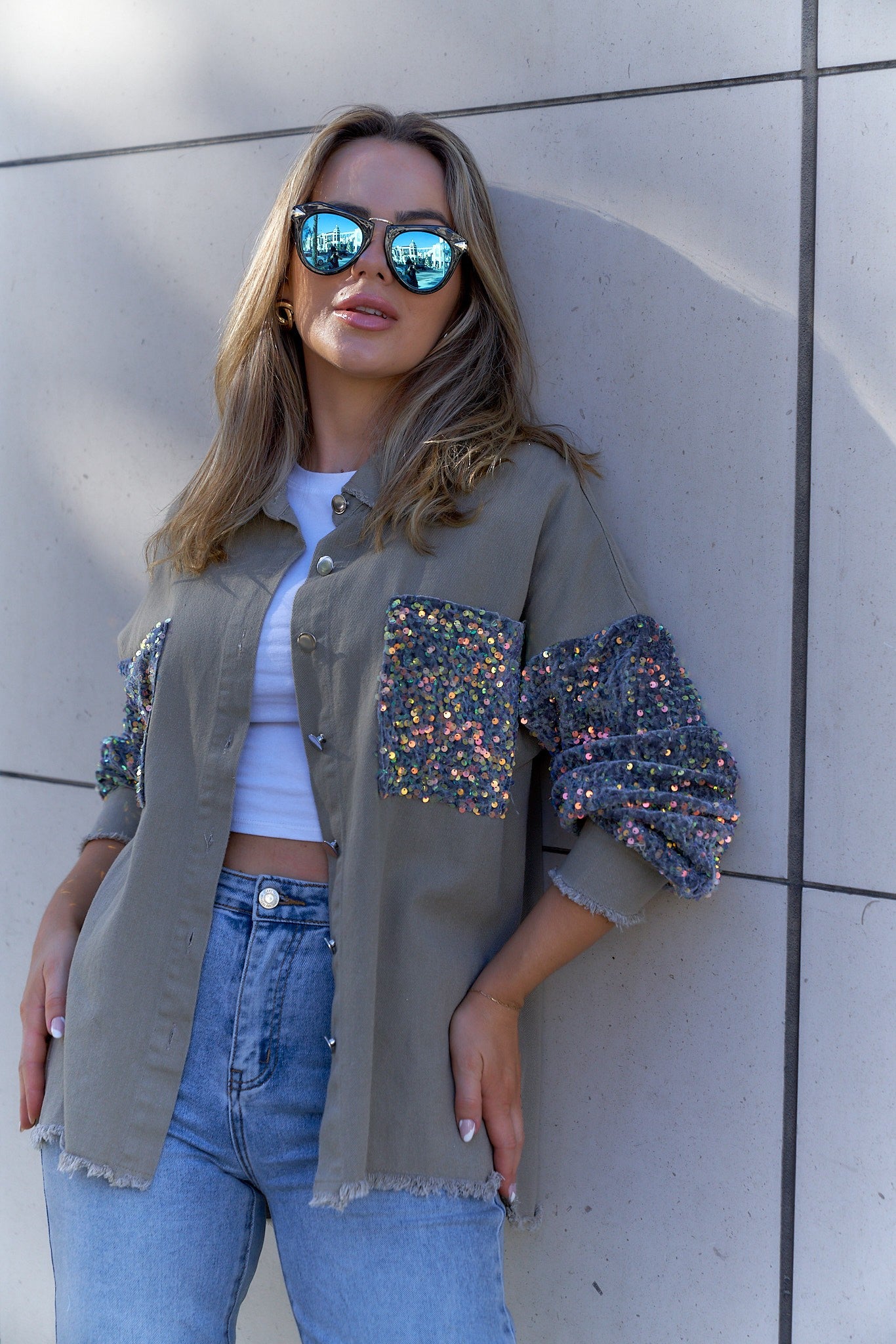 Denim Sequin Jacket