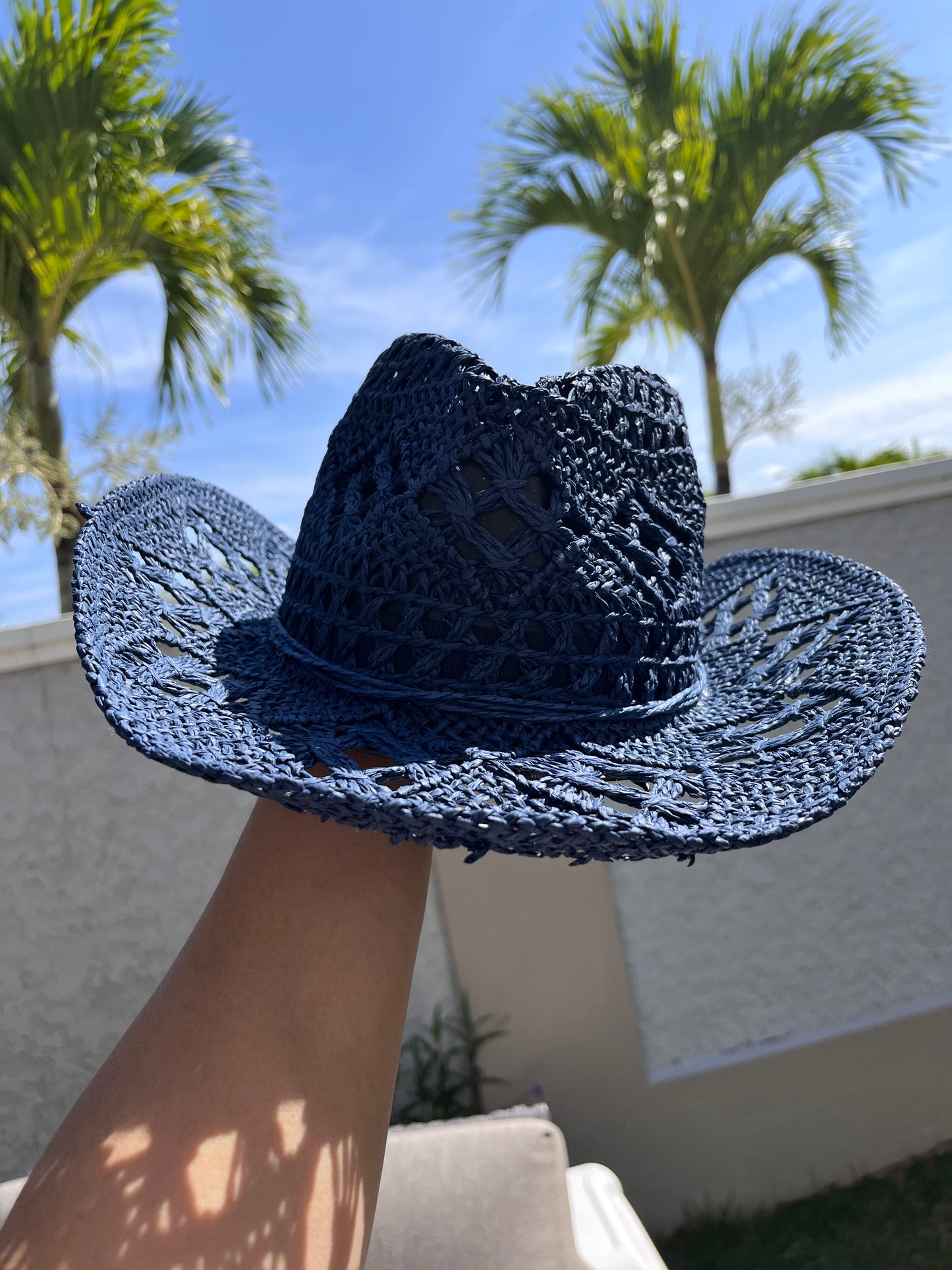 Straw Navy Blue Hat