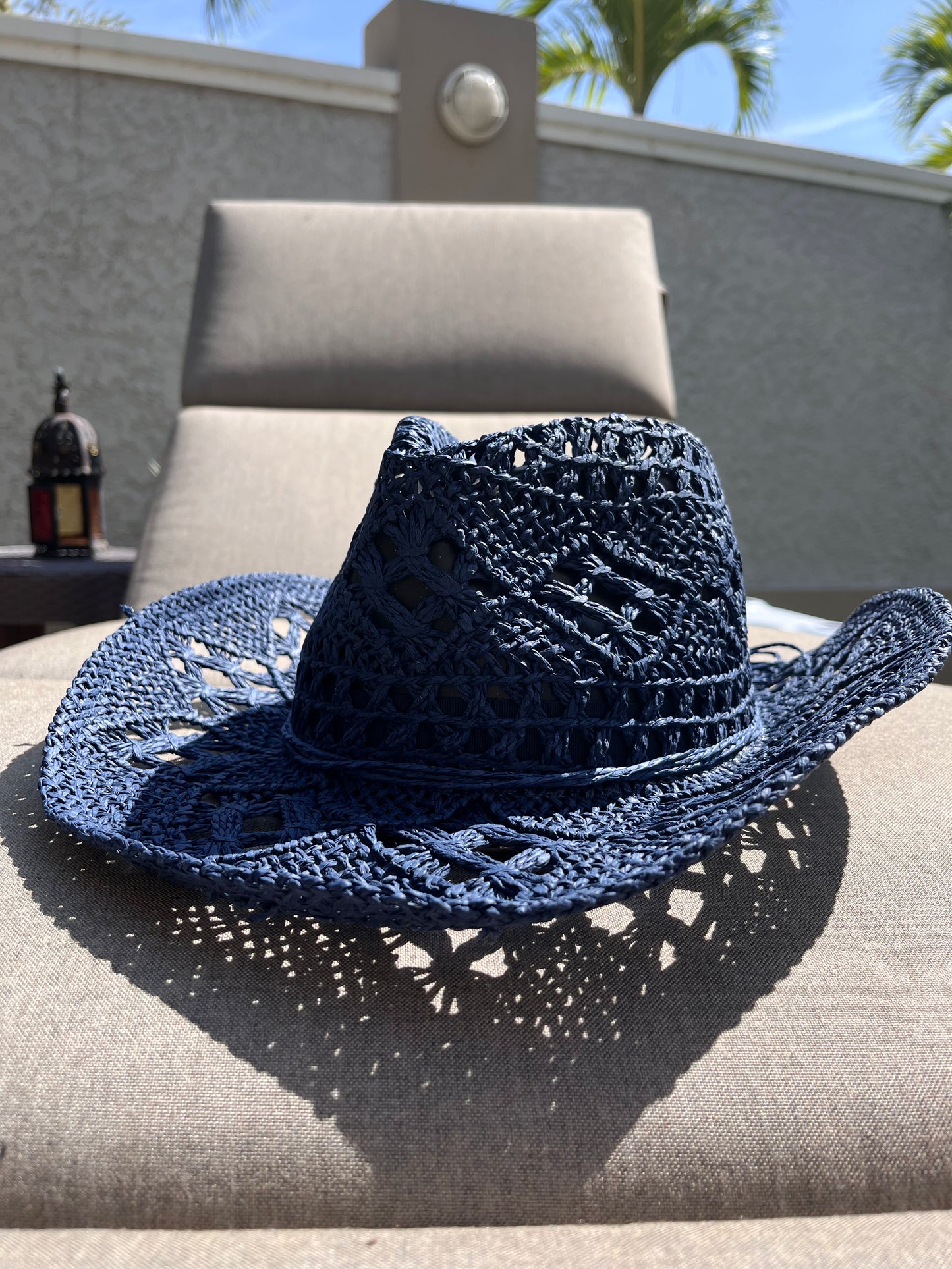 Straw Navy Blue Hat