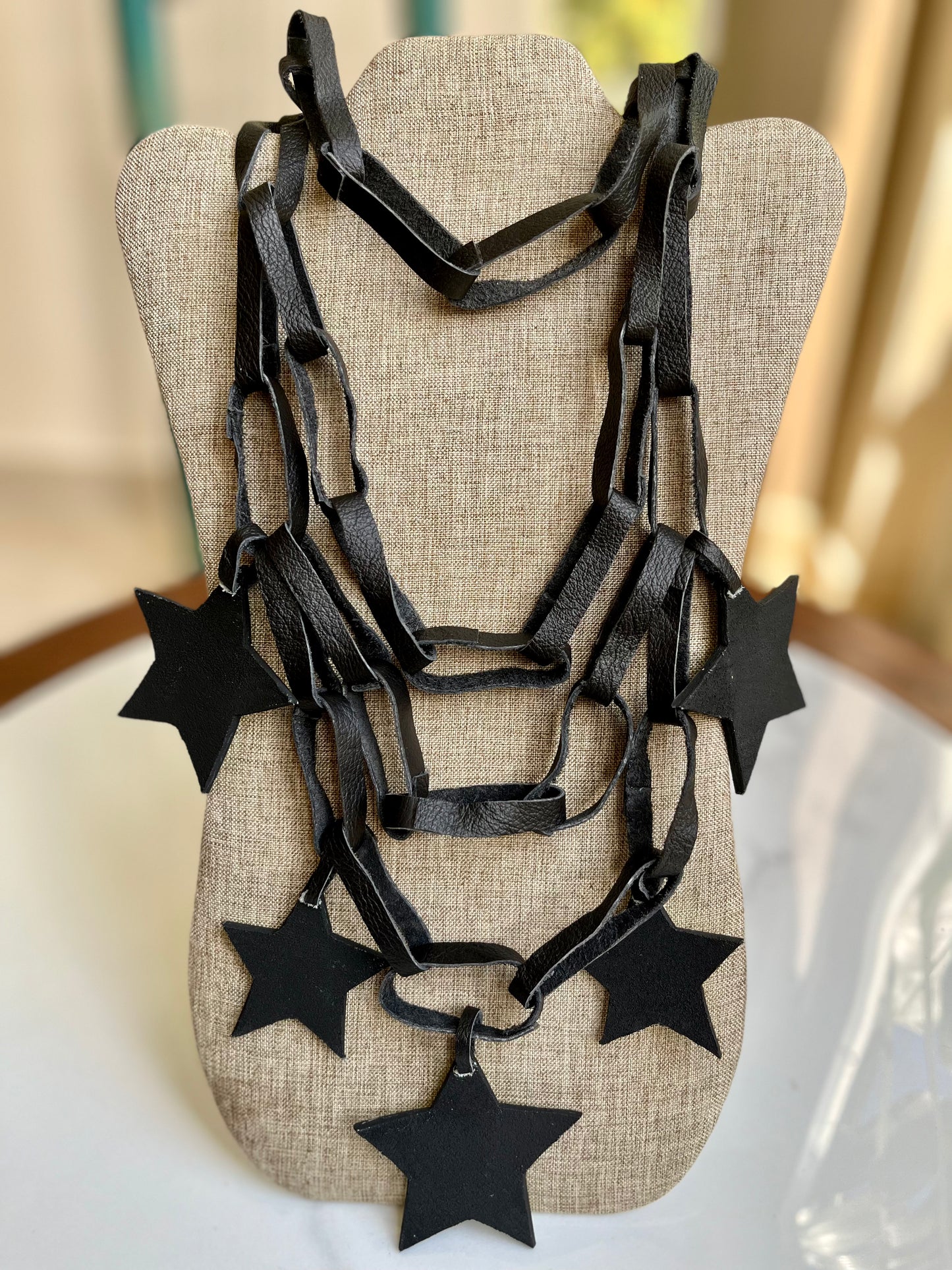 Arlenne Diaz Leather Neon Star Necklace