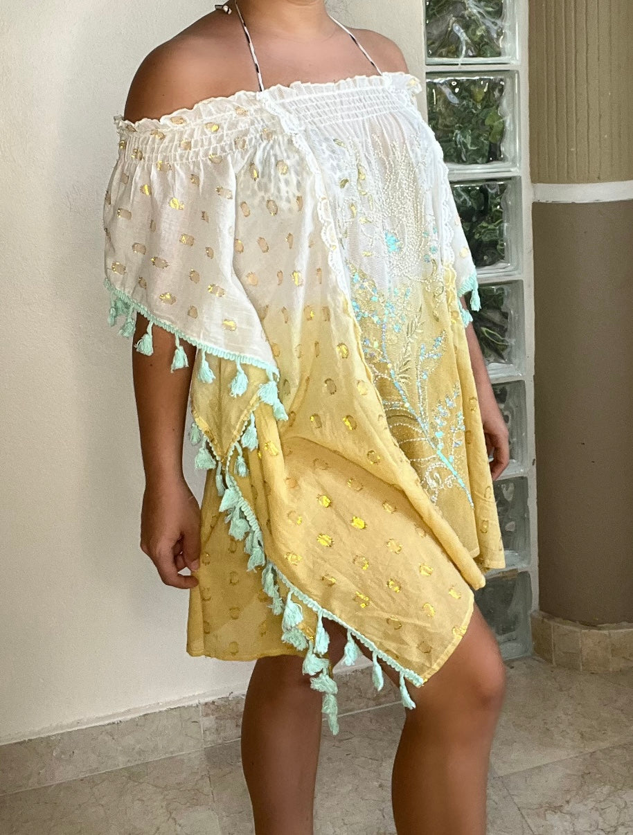 Embroidered Tassel Cover-up