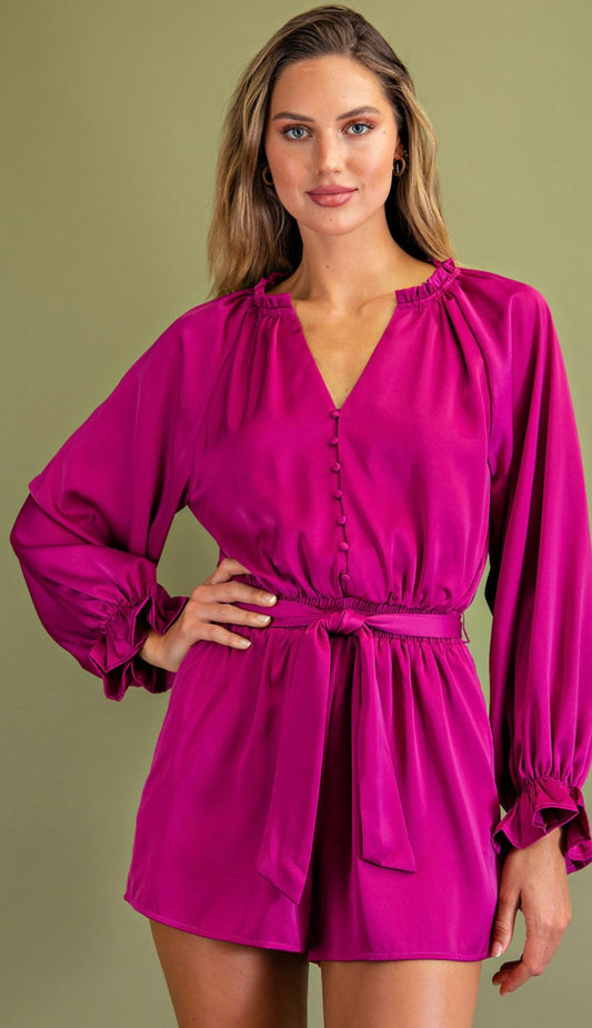 Plum Button Down Romper