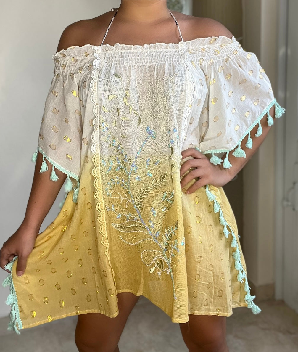 Embroidered Tassel Cover-up